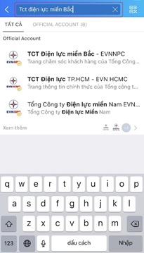 Tra cứu thông tin tiền điện trên Zalo