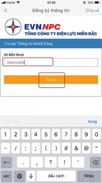 Tra cứu thông tin tiền điện trên Zalo