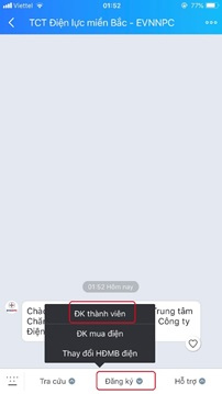 Tra cứu thông tin tiền điện trên Zalo