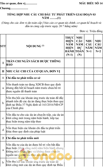 Mẫu tổng hợp nhu cầu chi đầu tư phát triển