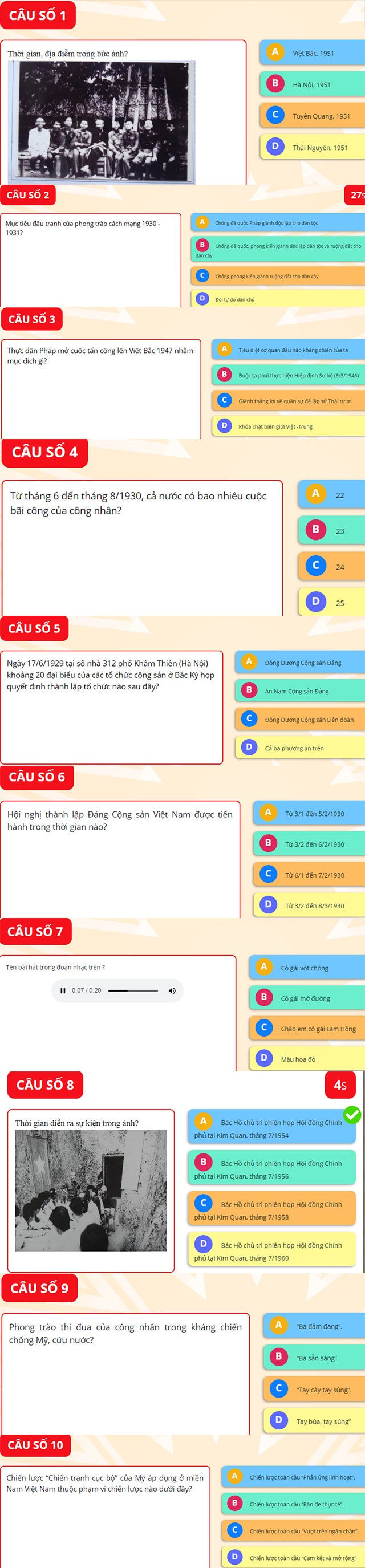 Đáp án tìm hiểu lịch sử đảng trực tuyến