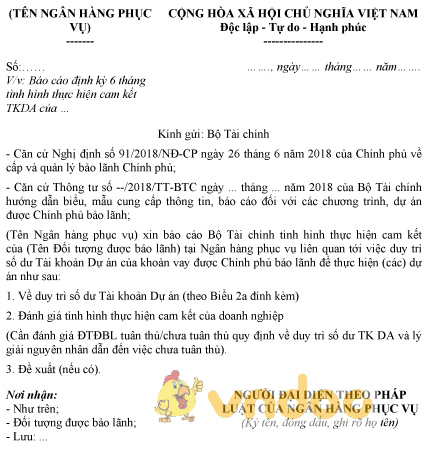 Mẫu báo cáo định kỳ 6 tháng của ngân hàng phục vụ