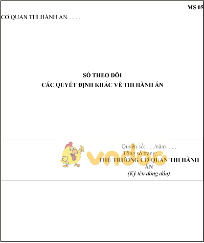 Mẫu sổ theo dõi các quyết định khác về thi hành án