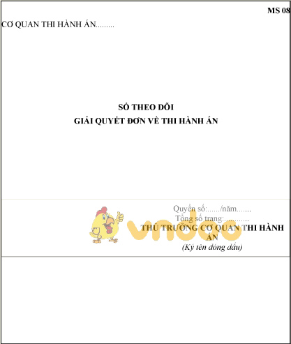 Mẫu sổ theo dõi giải quyết đơn về thi hành án