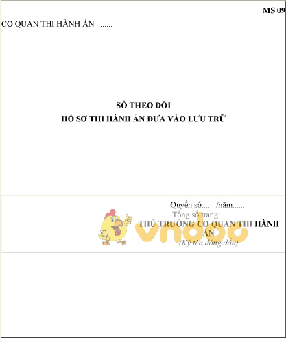 Mẫu sổ theo dõi hồ sơ thi hành án đưa vào lưu trữ