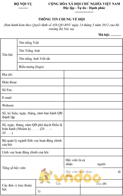 Mẫu thông tin chung về hội