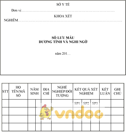 Mẫu sổ lưu mẫu dương tính và nghi ngờ