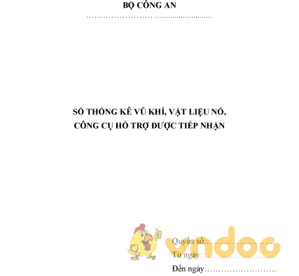 Mẫu sổ thống kê vũ khí, vật liệu nổ, công cụ hỗ trợ được tiếp nhận