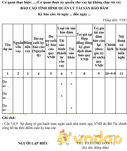 Mẫu báo cáo tình hình quản lý tài sản bảo đảm