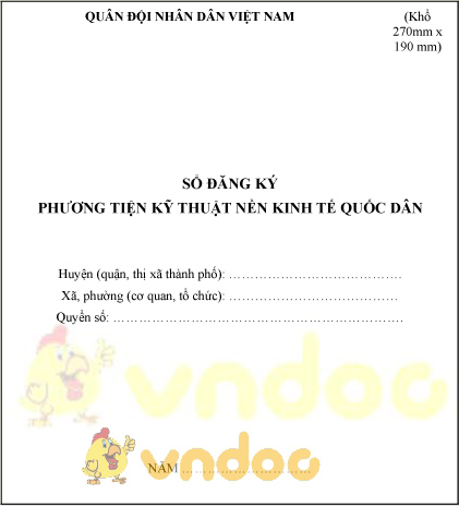 Mẫu sổ đăng ký phương tiện kỹ thuật nền kinh tế quốc dân