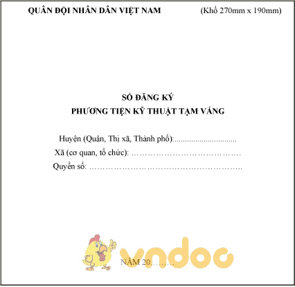 Mẫu sổ đăng ký phương tiện kỹ thuật tạm vắng