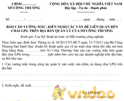 Mẫu báo cáo vướng mắc, kiến nghị