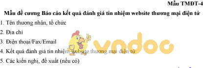 Mẫu TMĐT-4: Đề cương Báo cáo kết quả đánh giá tín nhiệm website thương mại điện tử