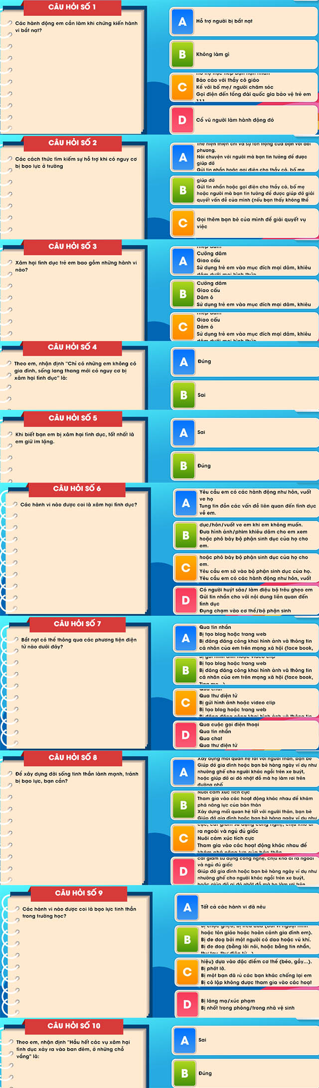 Câu hỏi Luật trẻ em bảng A vòng 4