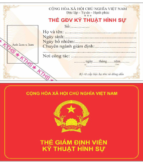 Mẫu số 04/KTHS: Thẻ giám định viên kỹ thuật hình sự