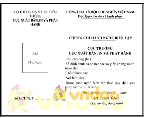 Mẫu chứng chỉ hành nghề biên tập