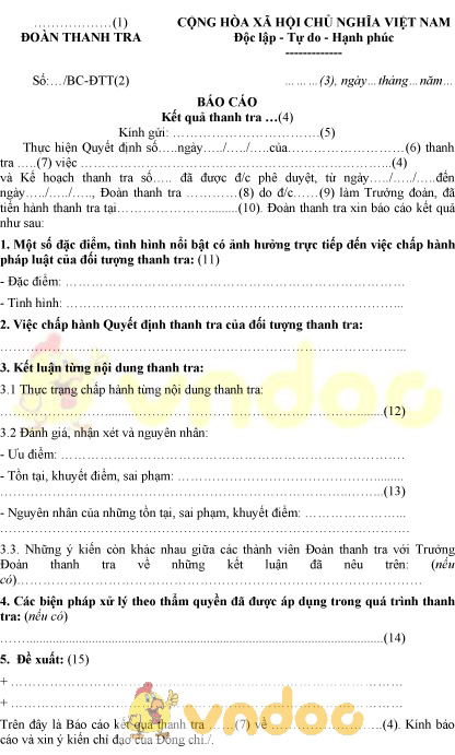 Mẫu báo cáo kết quả thanh tra của Bộ Công an