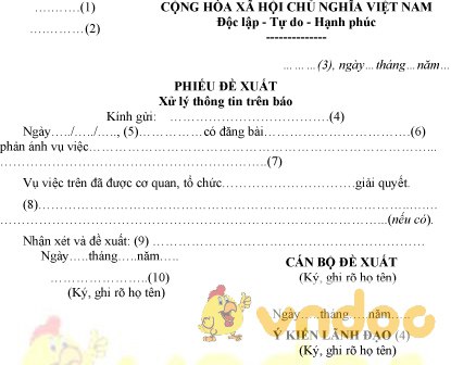 Mẫu phiếu đề xuất xử lý thông tin trên báo