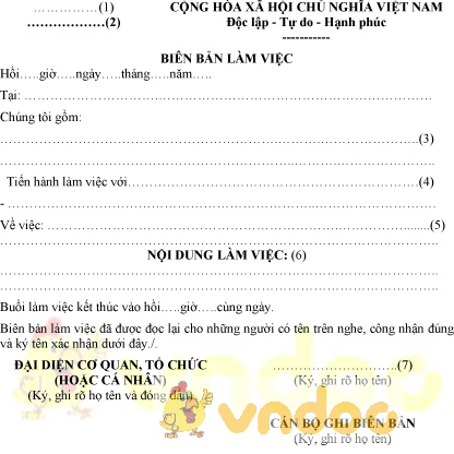 Mẫu biên bản làm việc của Bộ Công an