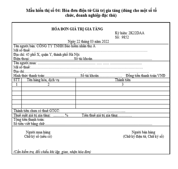 Hóa đơn điện tử giá trị gia tăng dùng cho một số tổ chức, doanh nghiệp đặc thù
