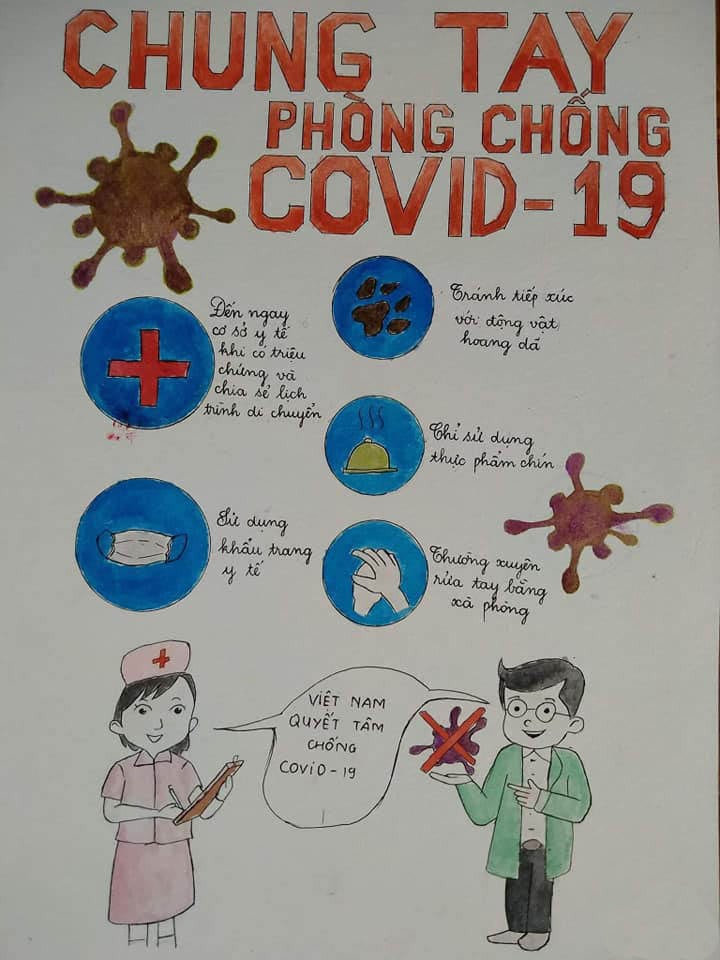 Vẽ tranh phòng chống dịch covid19