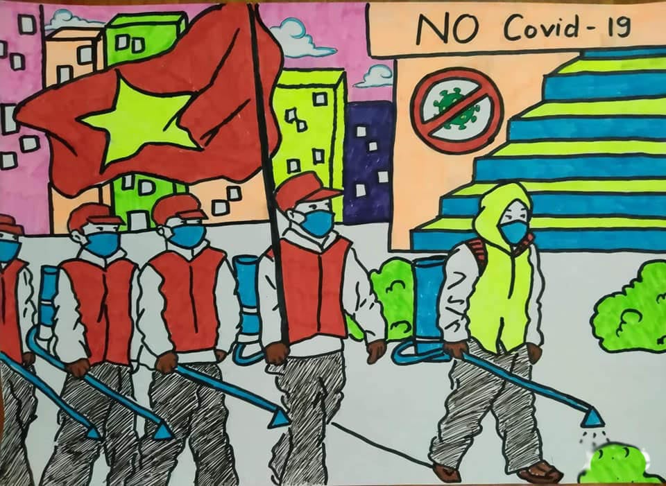 Vẽ tranh phòng chống dịch covid19