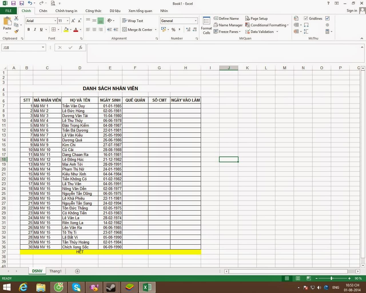 Hướng dẫn lập bảng chấm công bằng excel