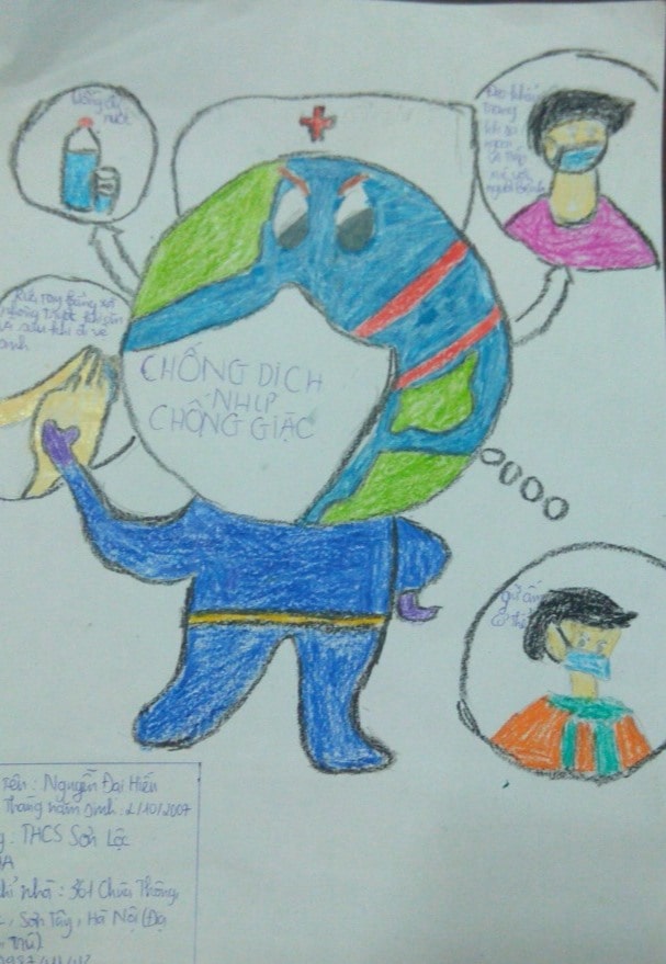 Vẽ tranh cổ động phòng chống Covid