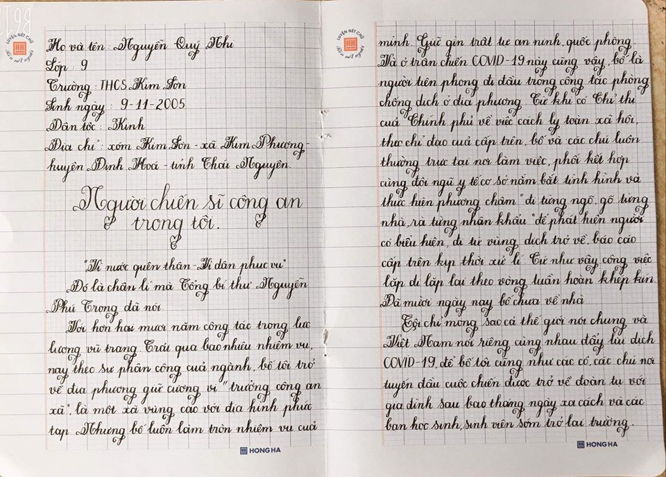 Mẫu bài dự thi "Nét chữ từ trái tim của học sinh