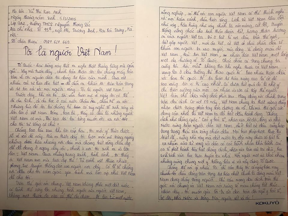 Mẫu bài dự thi "Nét chữ từ trái tim