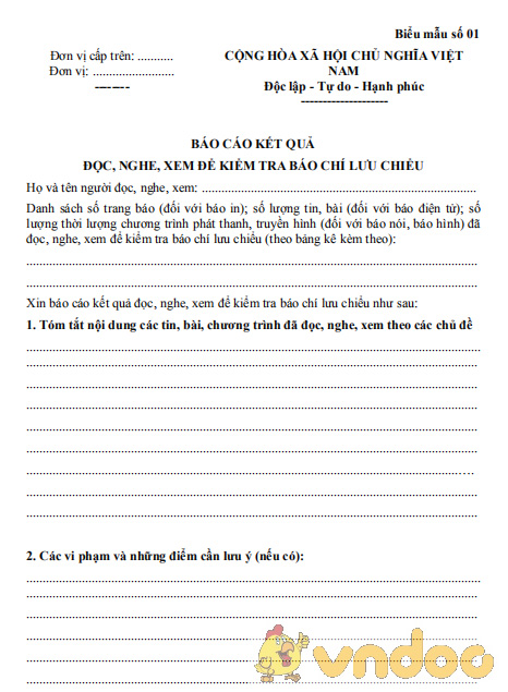Báo cáo kết quả đọc nghe xem để kiểm tra báo chí lưu chiểu