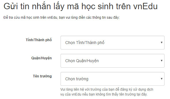 Hướng dẫn lấy mã học sinh trên VnEdu