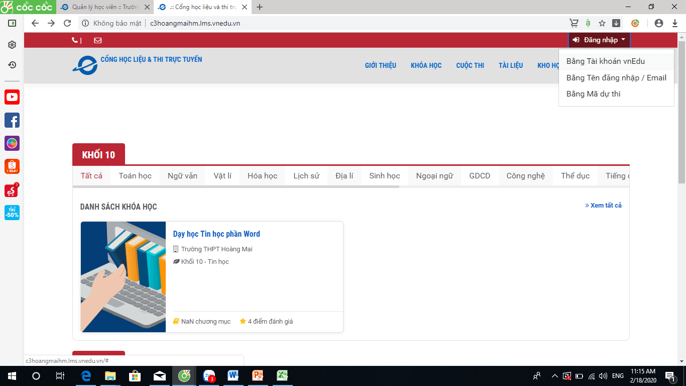 Hướng dẫn học trên vnedu