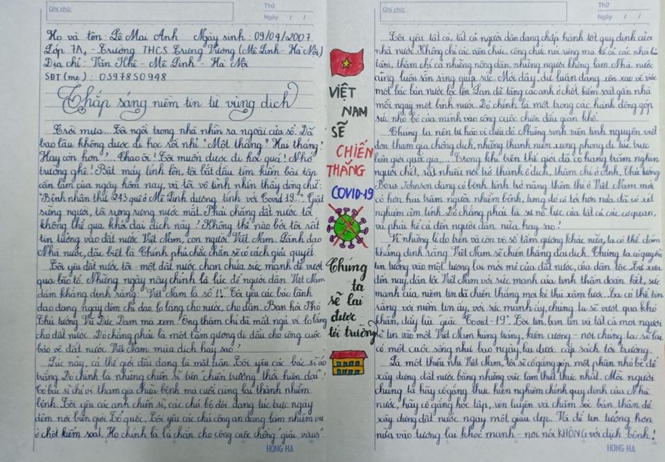 Bài dự thi viết chữ đẹp 'nét chữ từ trái tim”