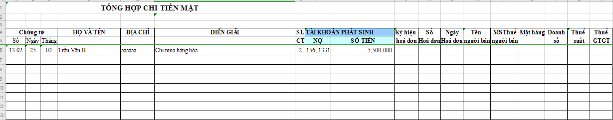 Mẫu Excel quản lý tài chính thu chi công ty
