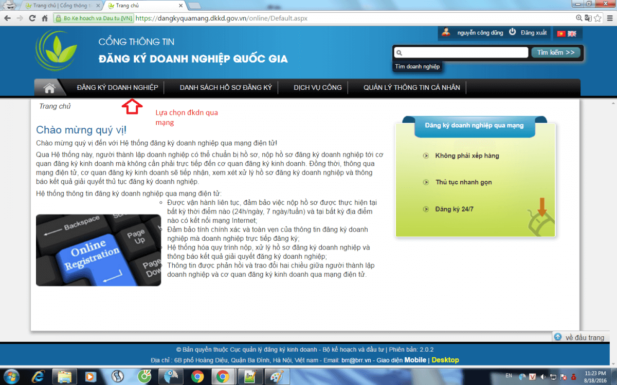 Cách thông báo mẫu con dấu trực tuyến