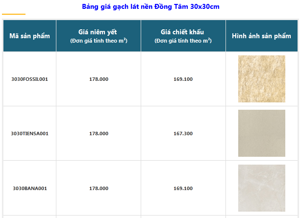 Bảng báo giá gạch lát nền Đồng Tâm