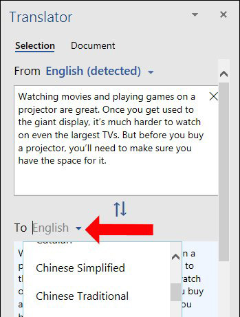 Dịch văn bản trong word