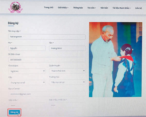 Đăng ký Bác Hồ với thiếu nhi