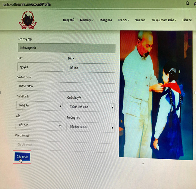 Đăng ký Bác Hồ với thiếu nhi