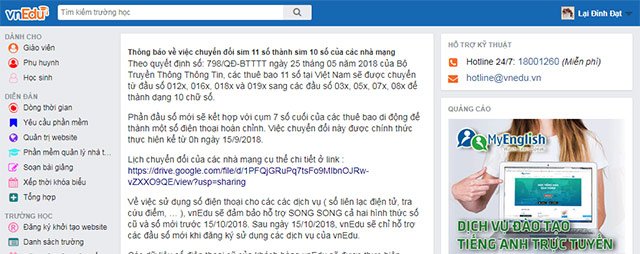 Cách đăng xuất hệ thống quản lý nhà trường VnEdu