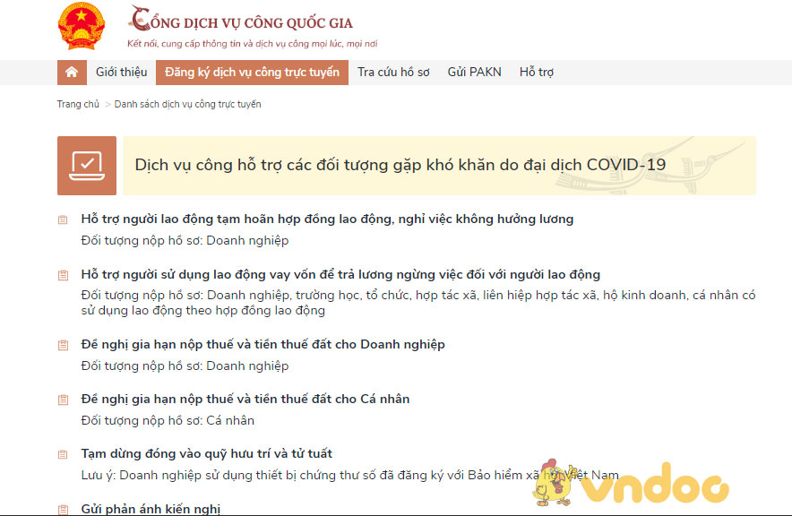Thủ tục online để hưởng gói hỗ trợ do COVID-19
