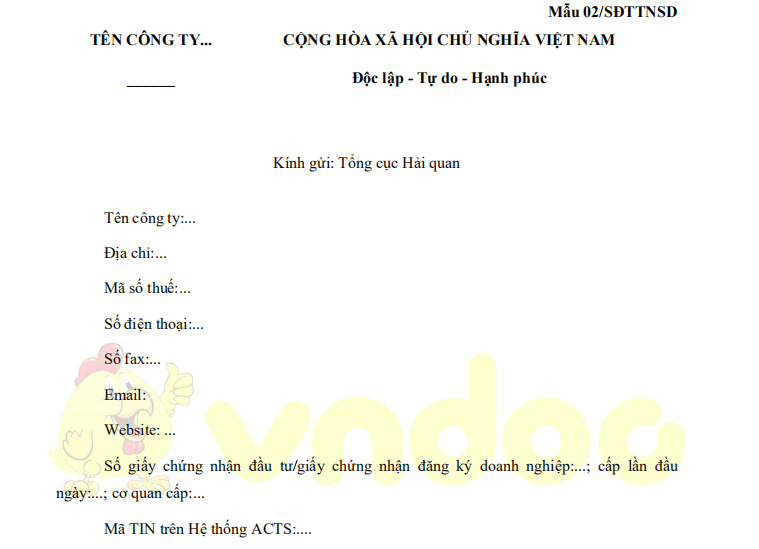 Mẫu 02/SĐTTNSD