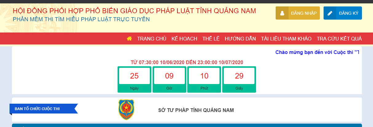 Hướng dẫn đăng ký tham gia cuộc thi Tìm hiểu pháp luật trực tuyến Quảng Nam