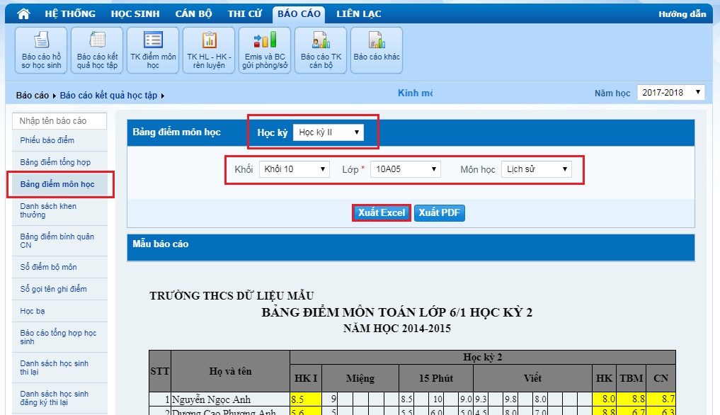 Hướng dẫn ghi điểm học bạ trong SMAS