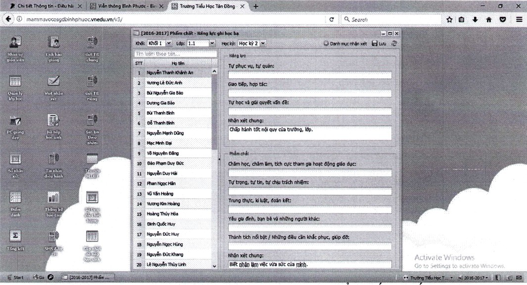 Cách nhập học bạ trên VnEdu