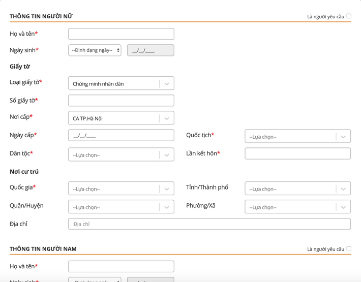 Hồ sơ đăng ký kết hôn