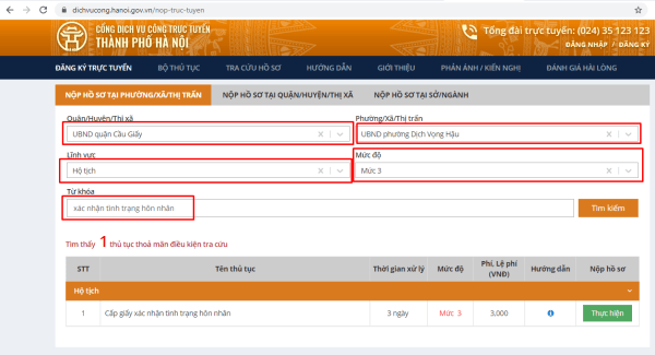 Cách xác nhận tình trạng hôn nhân online ở Hà Nội