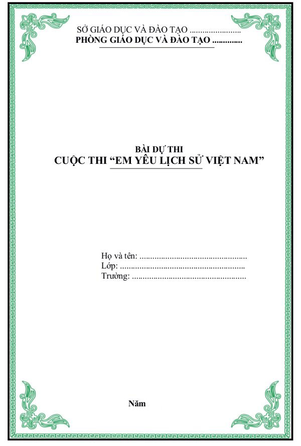 Bài dự thi mẫu Em yêu lịch sử Việt Nam 2016 - 2017 Bài dự thi mẫu Em yêu lịch sử Việt Nam 2016 - 2017