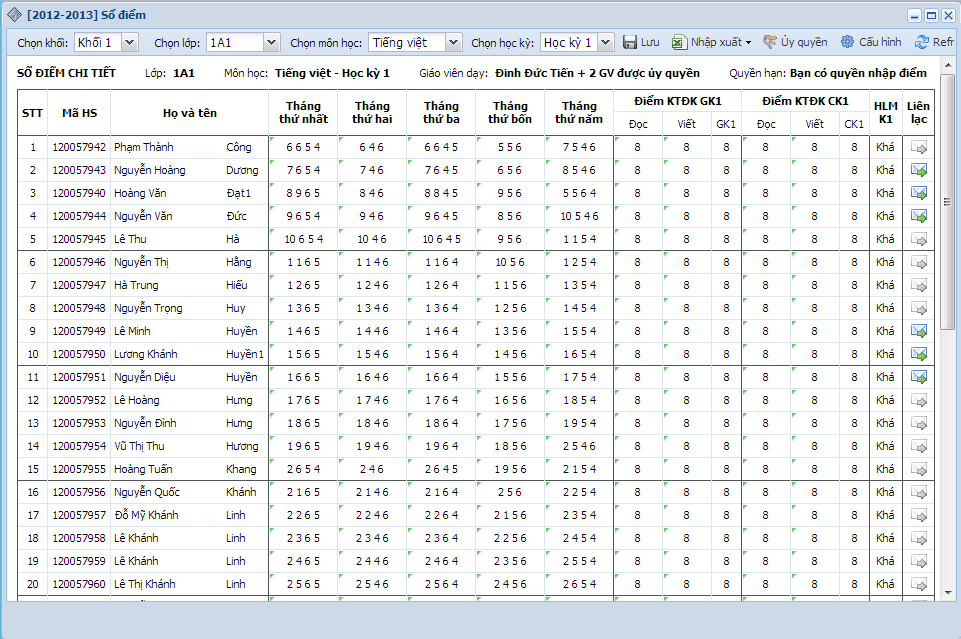 Hướng dẫn nhập điểm vào VnEdu